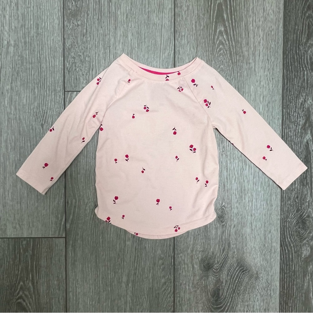 CAT AND JACK LONG SLEEVE SHIRT FLORAL PINK 18MO